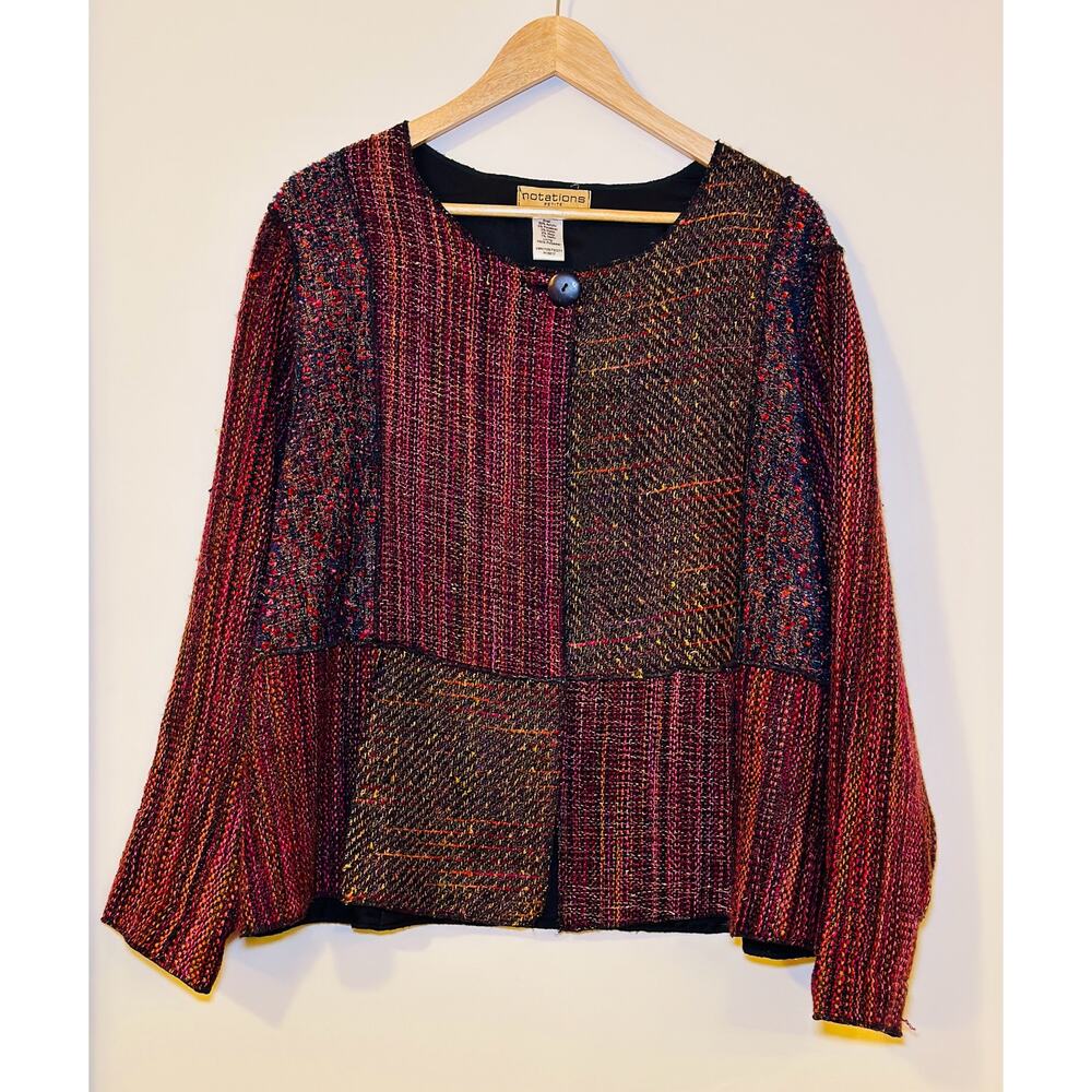 Notations Womens Multicolor Tweed Patchwork Lagen… - image 1